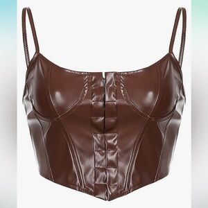 NWOT PU leather bustier corset top